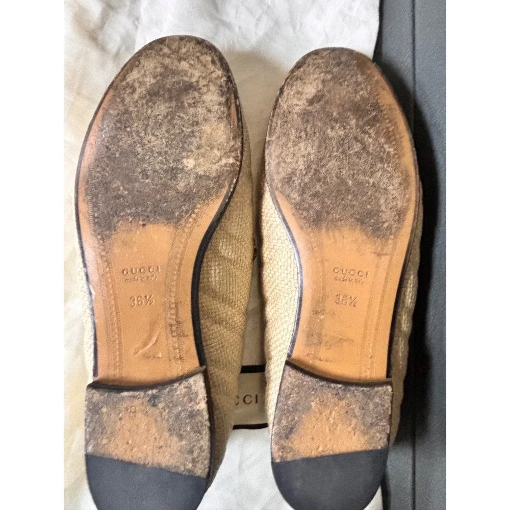 Gucci Jordaan Quilted‎ Raffia Horsebit Loafers 36.5